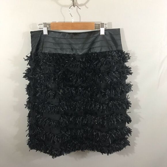 W by Worth black gold ribbon fringe skirt NEW! - Picture 1 of 4